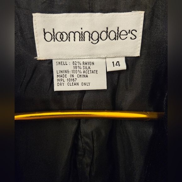 Vintage - Velvet Bloomingdales Black Evening Dress Blazer/Jacket - Size 14 - Picture 5 of 8